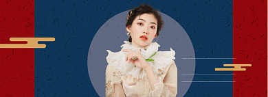 复古风秋冬服饰专场淘宝banner背景