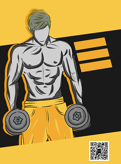黑黄冲击漫画哑铃健身运动宣传广告海报背景