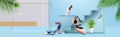 简约清新鞋类宣传促销淘宝banner背景