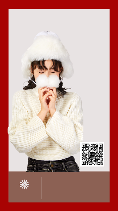 红色简约时尚美妆穿搭手机海报模板背景