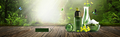 绿色梦幻森林护肤淘宝banner背景