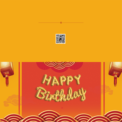 黄色传统喜庆生日快乐贺卡模板背景