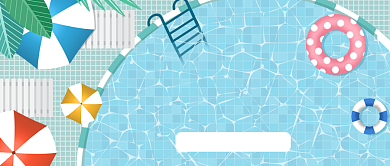 清新卡通泳池夏季促销广告微信公众号素材图片背景