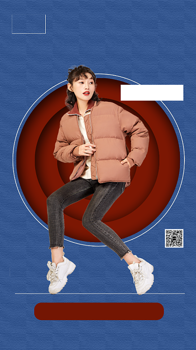 蓝色服装手机海报背景