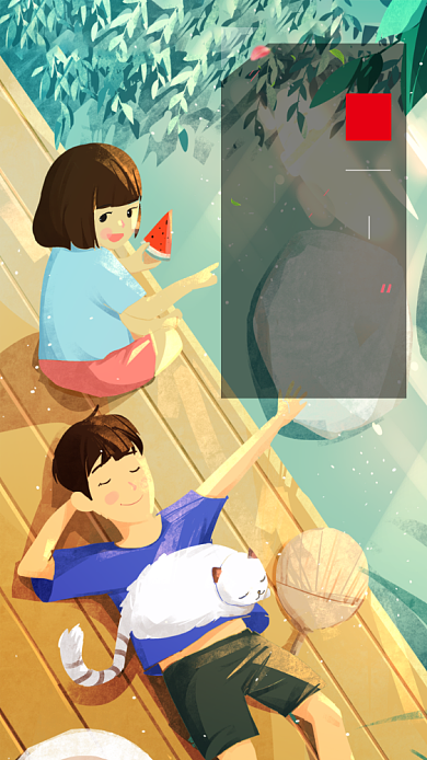 手绘插画日签清新手机海报背景