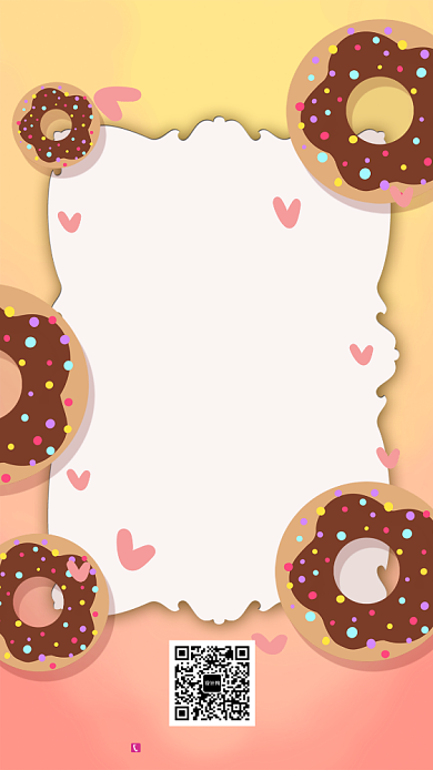 美味甜品手绘甜甜圈粉色手机海报背景