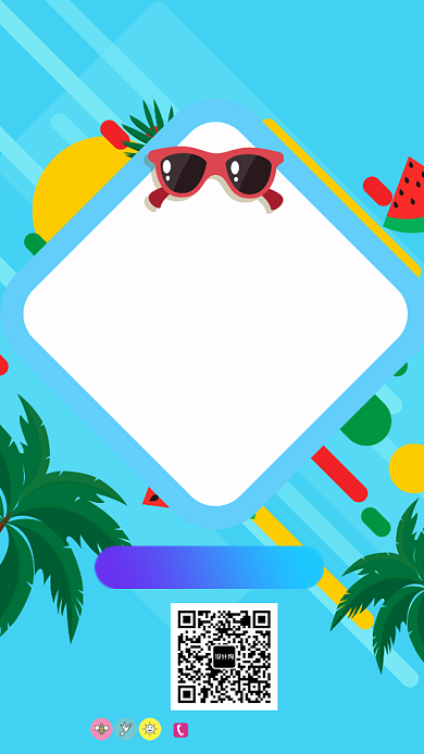 蓝色清新你好夏天手机海报背景