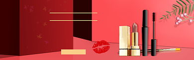 淘宝美妆彩妆口红banner背景
