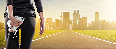 黄色运动健身跑步城市定向赛首图背景