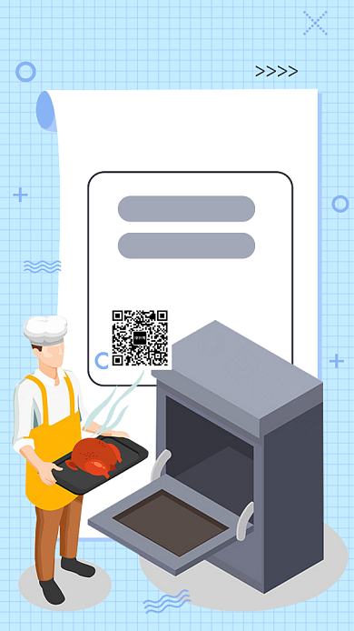 美食烘培学习课程手机海报背景