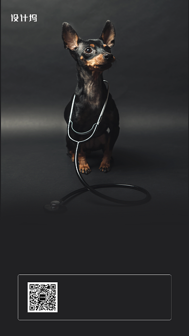 黑色简约关爱小动物手机海报背景