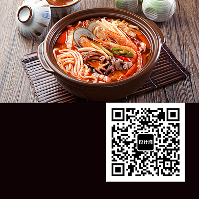 美食海鲜面二维码背景