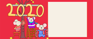 红色鼠年卡通春节放假通知公众号首图背景