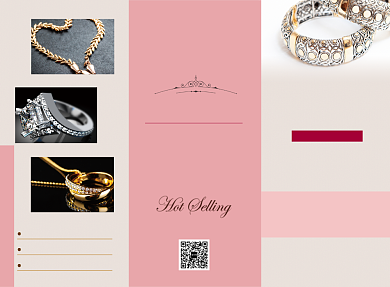 粉色高端大气珠宝宣传三折页模板背景