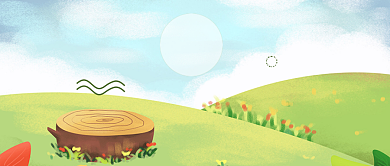 绿蓝草坪卡通公众号首图背景