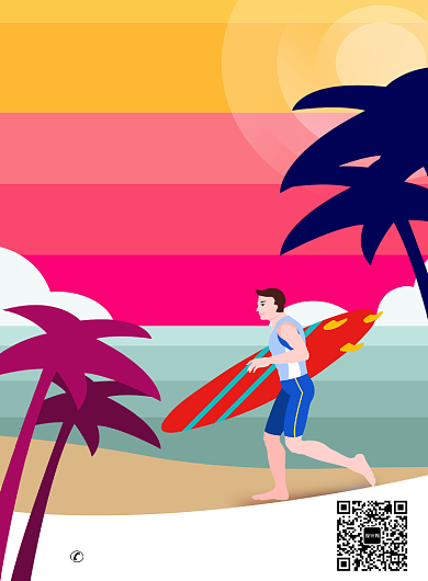 创意海边七月沙滩海报背景