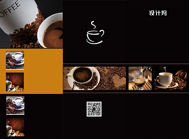 黑色大气简约咖啡菜单三折页模板背景