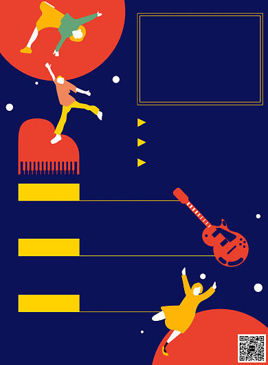 简约漫画风音乐社招新印刷广告模板海报背景