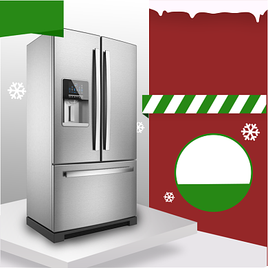 红色绿色圣诞季家电冰箱直通车背景