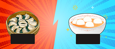 红蓝撞色24节气冬至吃什么饺子汤圆首图背景