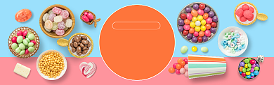彩色美食零食糖果促销banner背景