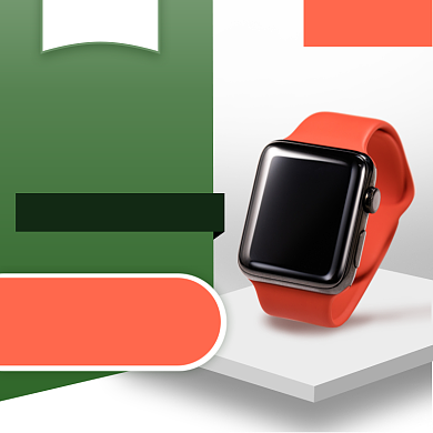 绿色橙色电子手表数码直通车背景