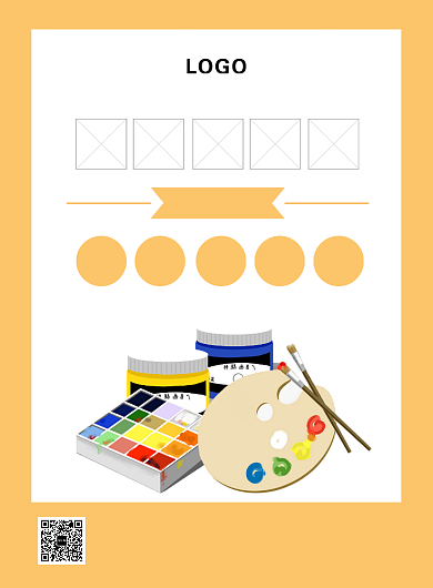 黄色扁平化手绘简约教育美术培训宣传海报背景