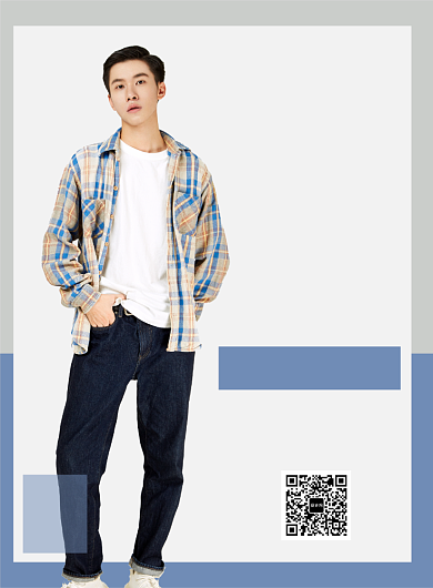 早春男士格子外套发布海报背景