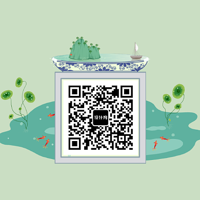 中国风池塘二维码背景