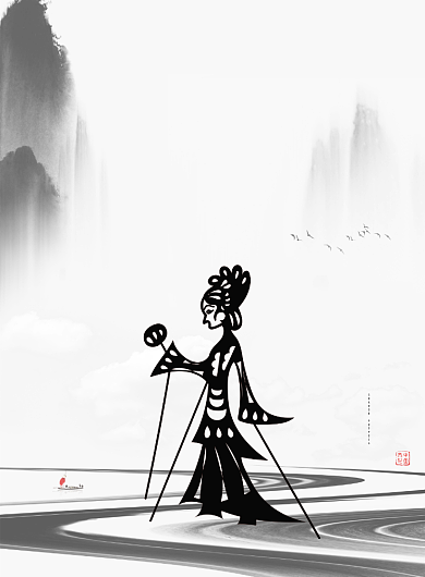 简约水墨中国风皮影艺术宣传海报背景