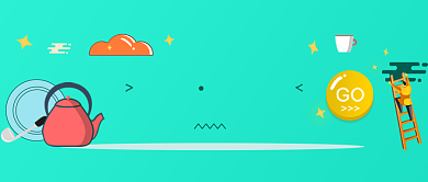 美食家图标蓝绿色扁平公众号首图背景