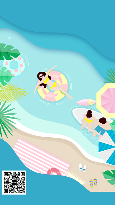 8月夏季清凉月签海报背景