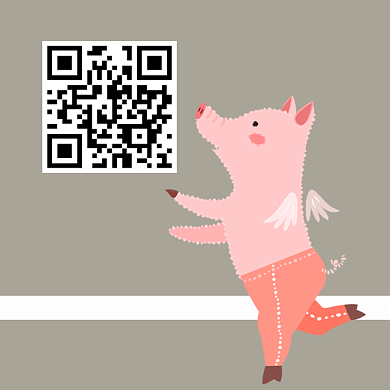 猪年卡通可爱二维码背景