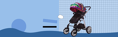 蓝色母婴婴儿车促销banner背景