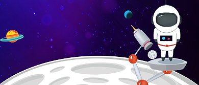 深蓝色科技插画风人类月球日宣传配图微信公众号素材图片背景