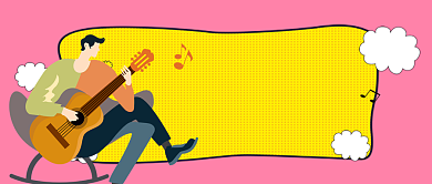 吉他社招新卡通手绘手机首图背景