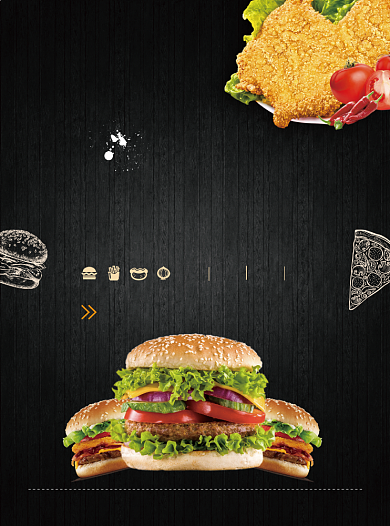 汉堡炸鸡美食促销宣传单背景