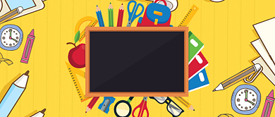 开学季黄色卡通公众号首图背景