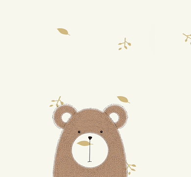 可爱小熊棕色手绘插画善解人意朋友圈封面背景