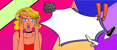 平面卡通简约波普服装促销广告微信公众号素材图片背景