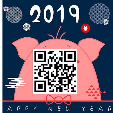 2019猪年卡通二维码背景