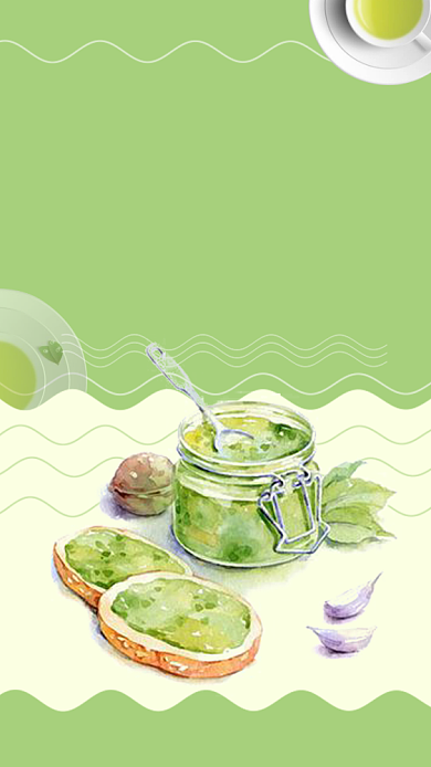 小清新抹茶千层酥插画风简约海报背景