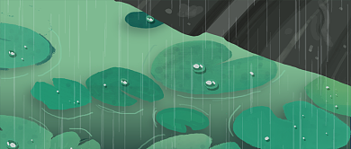 谷雨荷叶绿色下雨手绘公众号首图背景