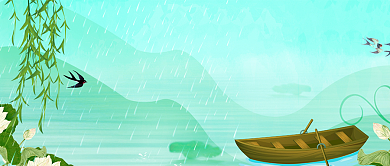 清明踏青绿色手绘插画公众号首图背景