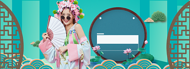 国潮女装连衣裙海报banner背景