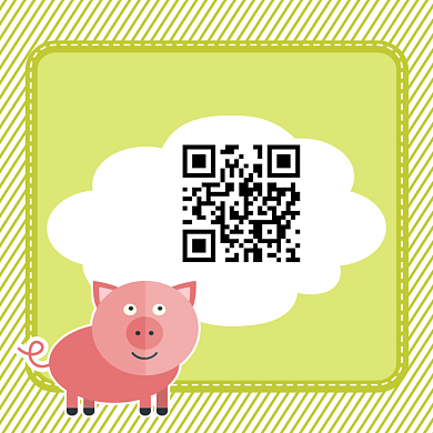 卡通手绘可爱猪年二维码背景