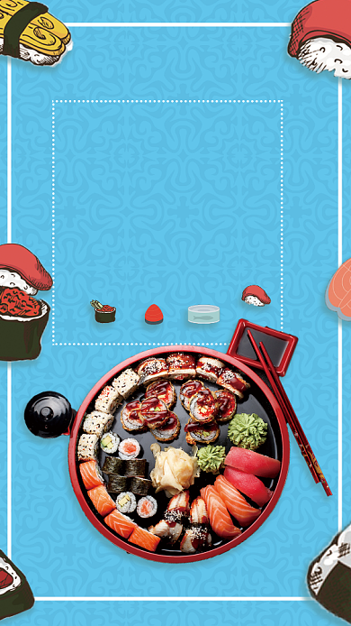 美味日式美食寿司卷海报背景