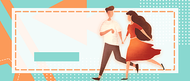 七夕情人节卡通情侣购物公众号首图背景