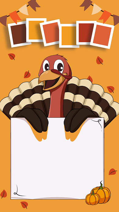 黄色插画感恩节贺卡宣传手机海报背景