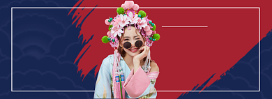 国潮风服饰折扣专场淘宝banner背景